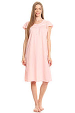 Lati Fashion 00123 Womens Nightgown Sleepwear Pajamas - Woman Sleeveless Sleep Dress Nightshirt Peach L