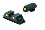 Meprolight Glock Tru-Dot Night Sight for 9mm, .357 Sig, .45 S&W . 45 GAP. Fixed Set. Yellow Rear Sight with Green Front Sight