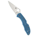 Spyderco Delica 4 Lightweight Signature Folding Knife with 2.90" Flat-Ground Steel Blade and High-Strength Blue FRN Handle - PlainEdge - C11FPBL