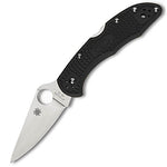 Spyderco Delica, Black FRN Handle, Flatground, Plain