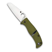 Spyderco Caribbean Salt Sheepfoot Folding Knife with 3.70" LC200N Corrosion-Resistant Steel Blade with Black/Yellow G-10 Handle - PlainEdge - C217GPSF
