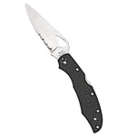 Spyderco Byrd Cara Cara 2 Lightweight Folding Knife with 3.75" Stainless Steel Blade and Black Non-Slip FRN Handle - CombinationEdge - BY03PSBK2